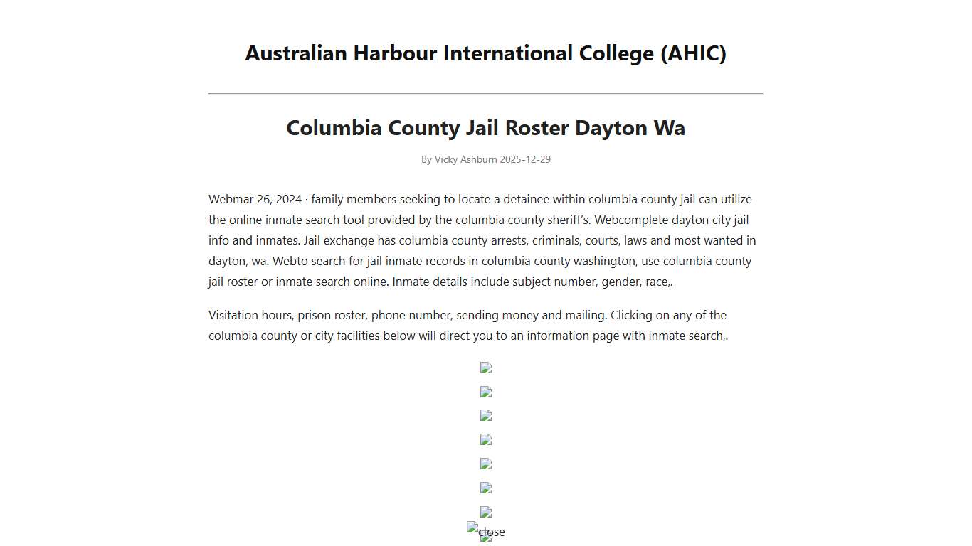 Columbia County Jail Roster Dayton Wa - Australian Harbour International College (AHIC)